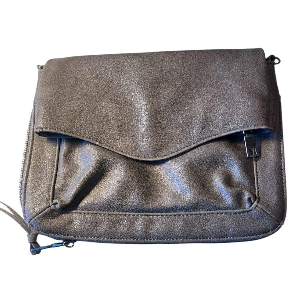 Elegant Moda Luxe Supple Gray & Silver Leather Women's Clutch Bag Purse